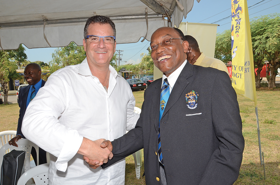 Fig. 4 Dr. Glassman with the President of The University of Technology, Jamaica, Professor the Honourable, Errol Morrison.