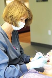 ASTM Level 2 mask used during dental hygiene prophylaxis.