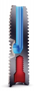 FIGURE 2. I - Raise implant with its internal channel