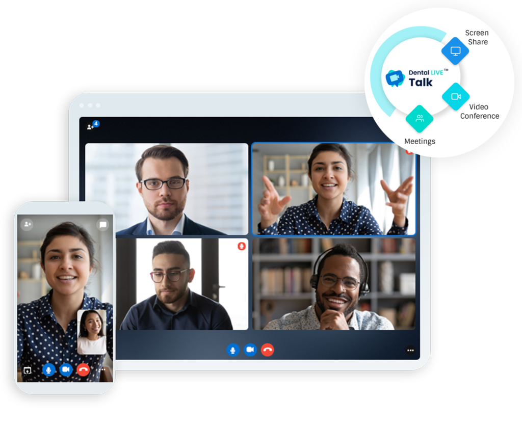 Sample virtual meeting through 3CX. DentalLive Talk is a teledentistry tool that enables conducting virtual meetings online. Create unlimited meetings with no time-limit or participant-number restrictions.  5. The patient centric email server. DentalLiveTM Mail allows an unlimited number of media files without any size or type restrictions.