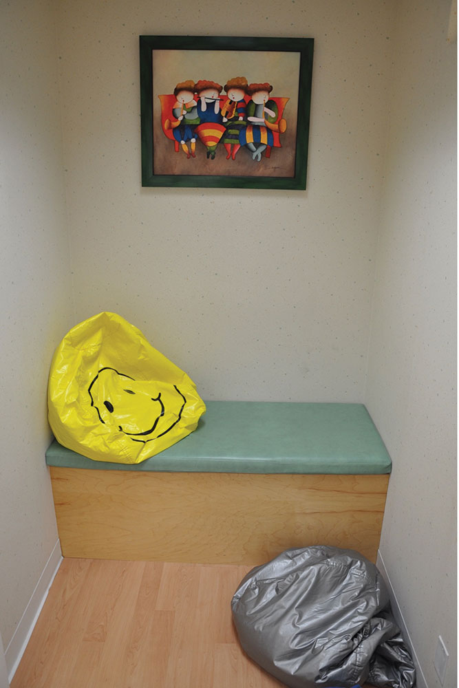 Bean bags and/or a quiet non-invasive space.
