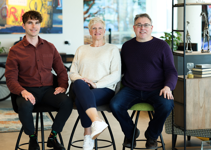 Partners Pat Madaisky (left) and Ross Pollock (right) with Director of Operations Dolores Madaisky (center)