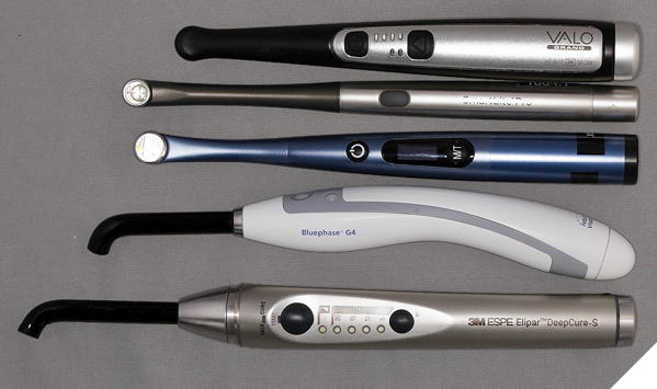 Examples of some recommended LCUs from major manufacturers: Valo Grand (Ultradent), SmartLite Pro (Dentsply Sirona), X-Star (Oral Science), Bluephase G4 (Ivoclar), Elipar Deep Cure (Solventum).