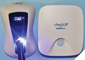 Bluephase Meter II (measuring LCU power in mW) and CheckUp radiometers.