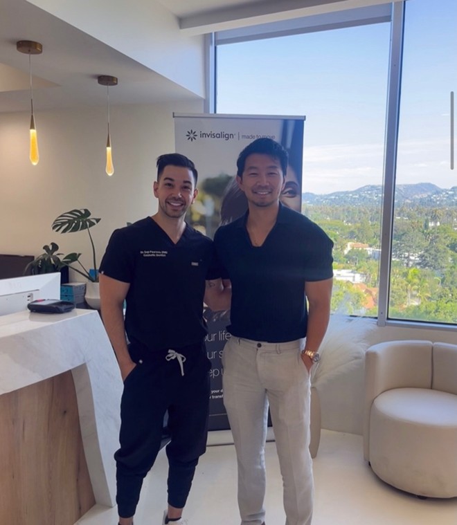 Dr. Sep Pouresa with Actor Simu Liu