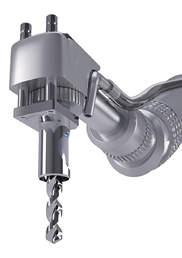 A soft tissue borne surgical guide is paired with a contra-angle based computer guided surgical system for simplified, precise rapid osteotomy creation.