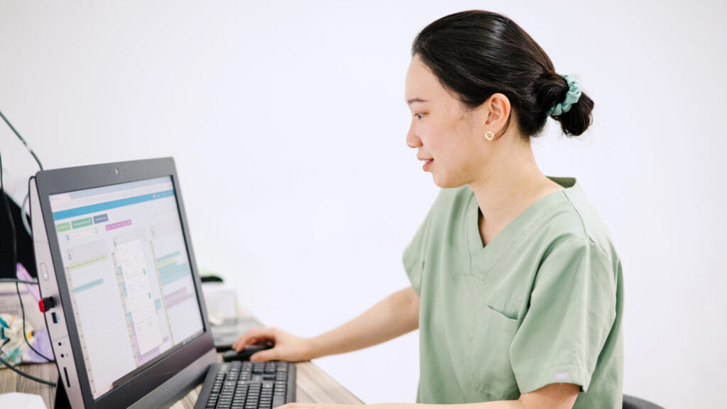 Asia Chinese Female dentist working in dental clinic.